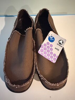 CROCS Santa Cruz Men's Brown Canvas Slip-On Loafers